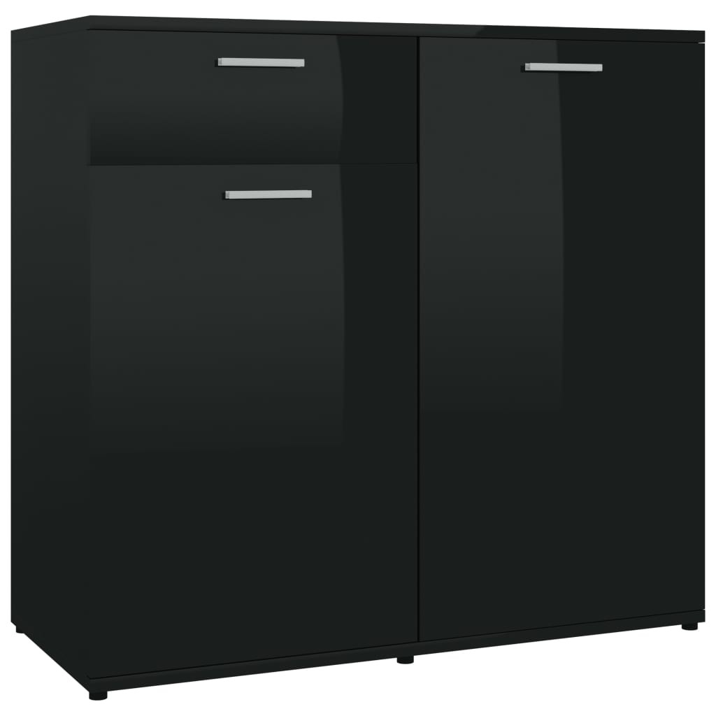 Sideboard High Gloss Black 160x36x75 cm Chipboard